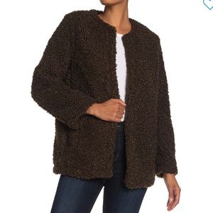 Max Studio Faux Shearling Teddy Jacket Olive L